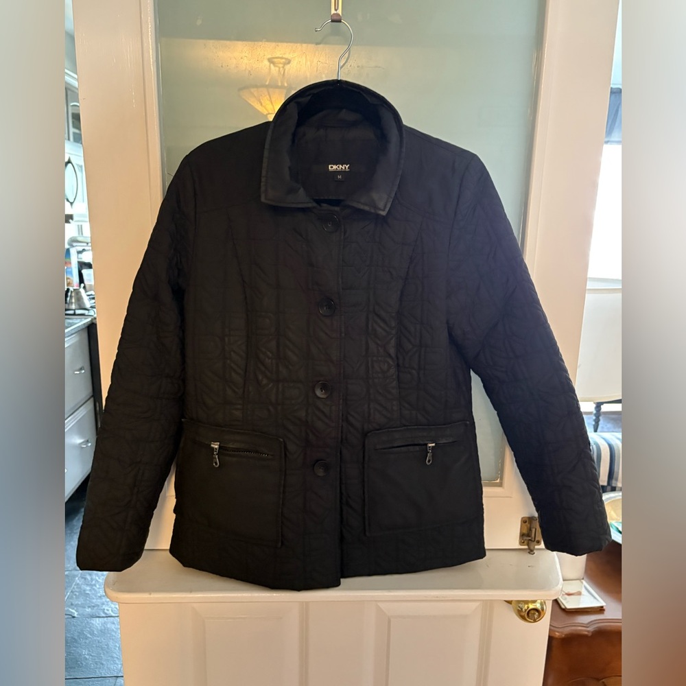 Dkny Black Puffer Jacket With Classic Collar - image 1